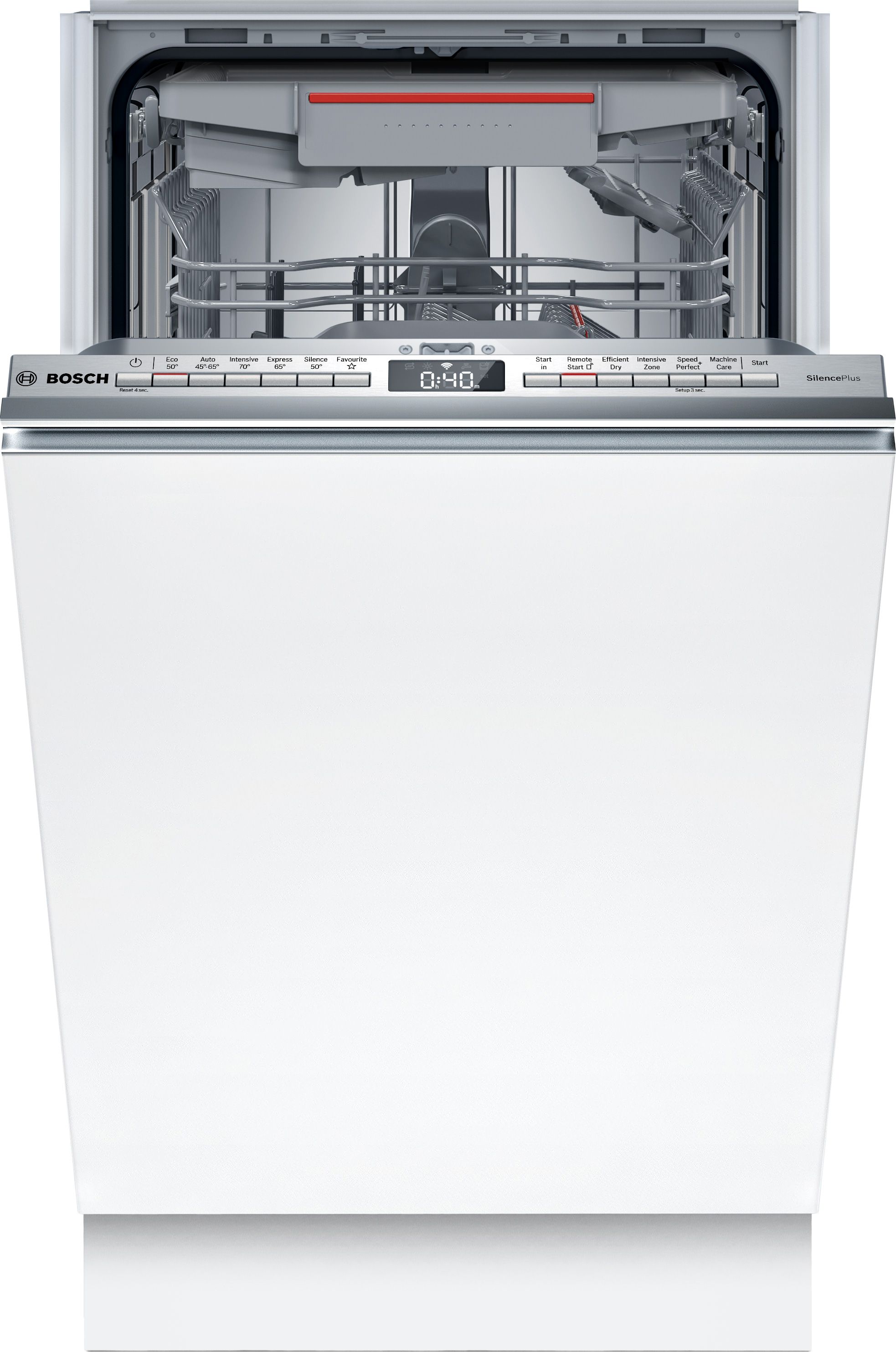 Image of Bosch Series 4 SPV4EMX25G Wifi Connected Fully Integrated Slimline Dishwasher - Stainless Steel Control Panel with Fixed Door Hinge Kit - C Rated, Stainless Steel
