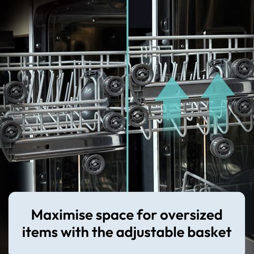 Candy RapidÓ Fully Integrated Standard Dishwasher - Silver - Annotation - Adjustable basket shot