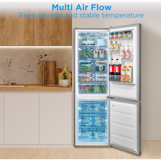 Midea 60/40 Frost Free Fridge Freezer - Silver - Annotation - Multi air flow