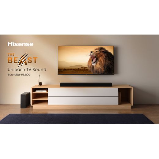 Hisense HS2100 Bluetooth 2.1 Soundbar - Black - Soundbar on TV cabinet in room