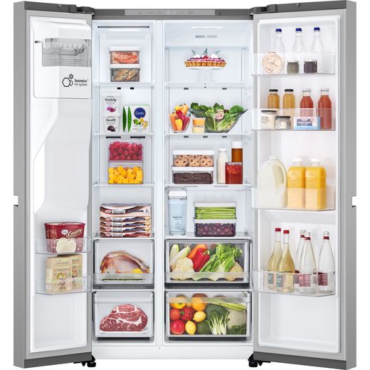 LG American Fridge Freezer - Silver - Front with door open shot 