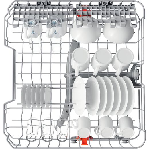 Hotpoint Standard Dishwasher - White - Top view rack shot