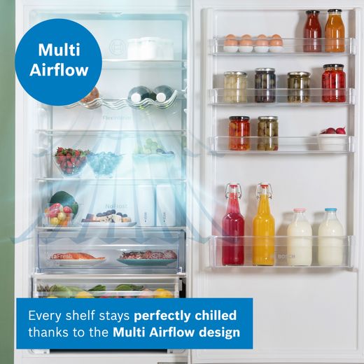 Bosch Series 4 70/30 Frost Free Fridge Freezer - White  - Annotation - Multi air flow shot