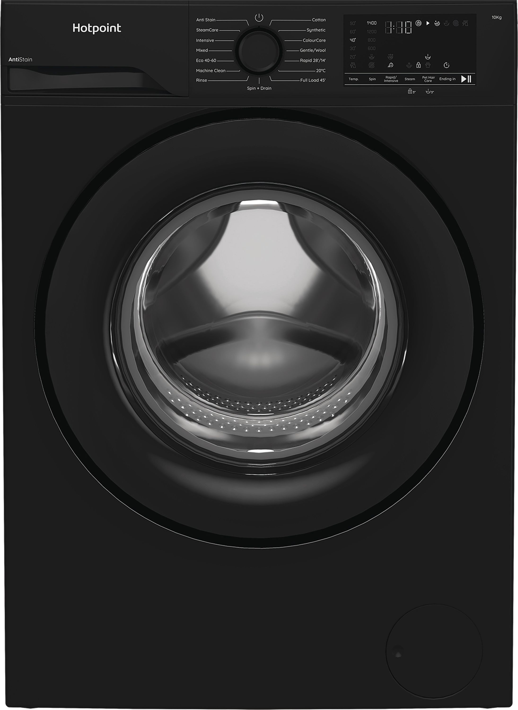 Image of Hotpoint AntiStain H 101B ANTI STAIN UK 10kg Washing Machine with 1400 rpm - Black - A Rated, Black
