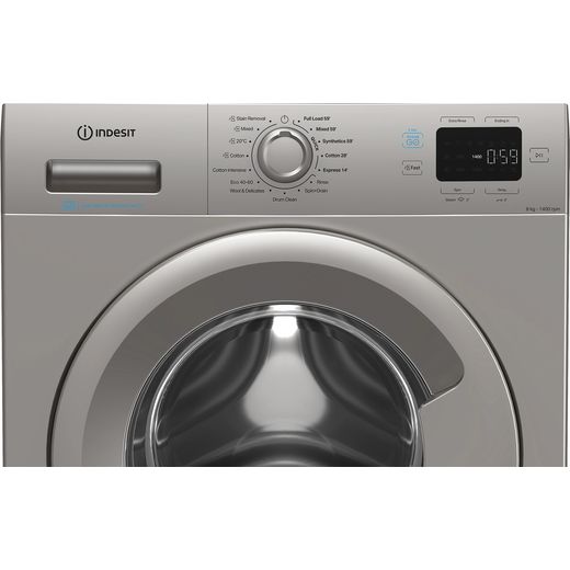 Indesit IP 846S PUSH&GO UK 8kg Washing Machine with 1400 rpm - Silver - Control panel shot 