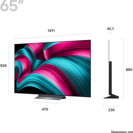 LG C55LA 65" 4K Ultra HD OLED Smart TV - Dimensions