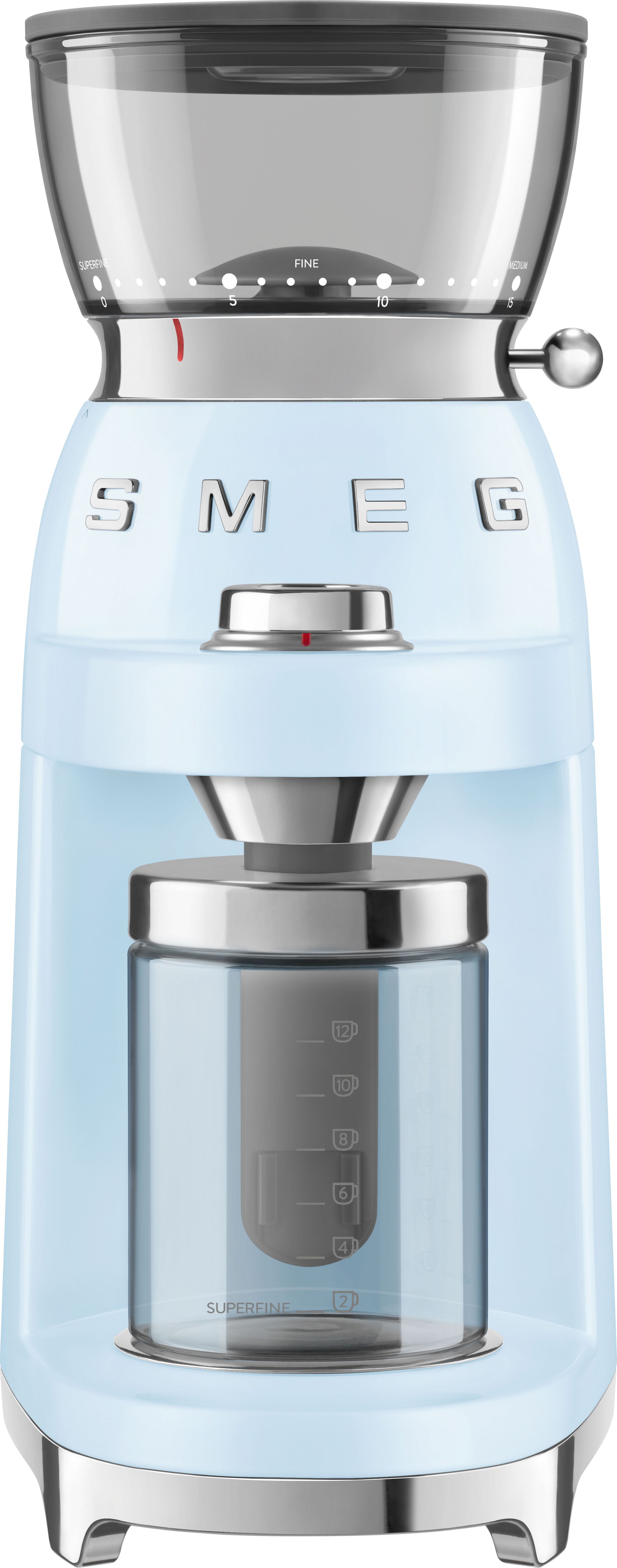Image of Smeg 50's Style CGF03PBUK Coffee Grinder - Pastel Blue, Blue