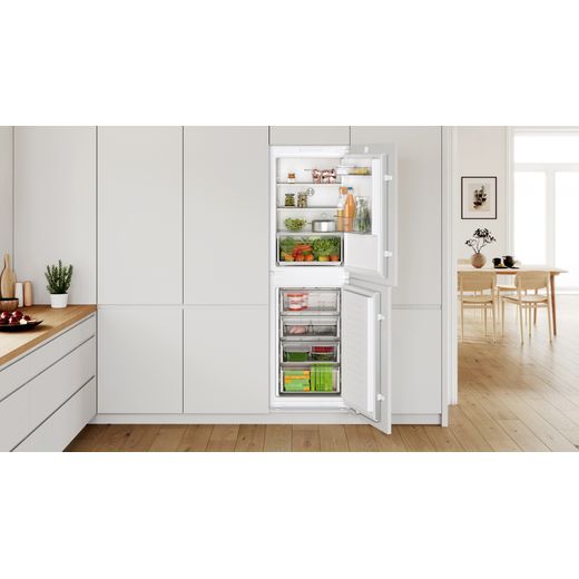 Bosch Series 2 Integrated Fridge Freezer with Sliding Door Fixing Kit - White - Fridge freezer in kitchen shot