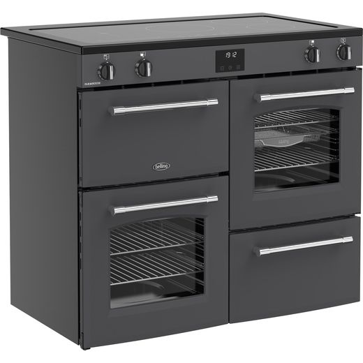 Belling Farmhouse 100Ei 100cm Electric Range Cooker with Induction Hob - Anthracite - Right perspective shot 