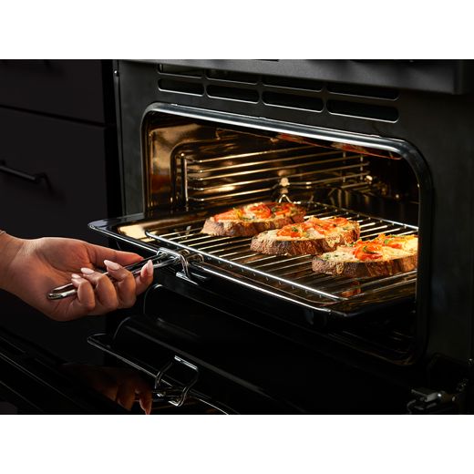 Stoves Richmond 110cm Dual Fuel Range Cooker - Black  - Food cooking in grill shot