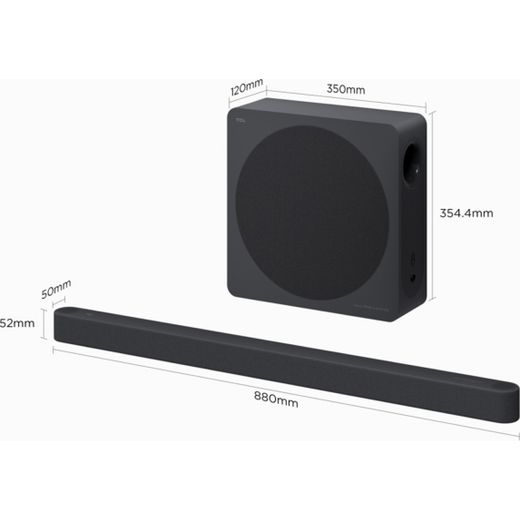 TCL A A65K-UK Bluetooth 3.1.2 Soundbar - Titanium - Dimensions