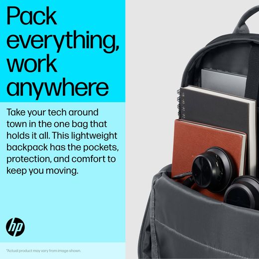 HP Laptop Backpack for 15.6" Laptop - Black / Grey - Annotation - pack everything shot