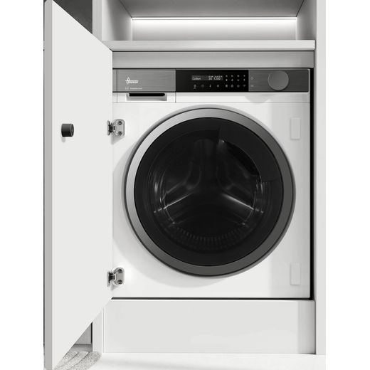 Hoover H-Wash 600 HBSI 410CIL8U-80 Integrated 10kg Washing Machine with 1400 rpm - White - Washing machine in cupboard shot