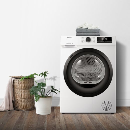 Hisense 1 Series DH1Q902BW2 9Kg Heat Pump Tumble Dryer - White - Tumble dryer in room