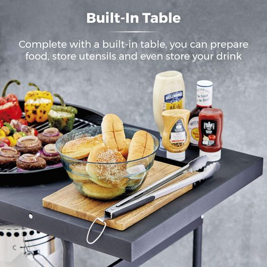 Tower T978572 Barbeque - Black - Annotation - built in table shot