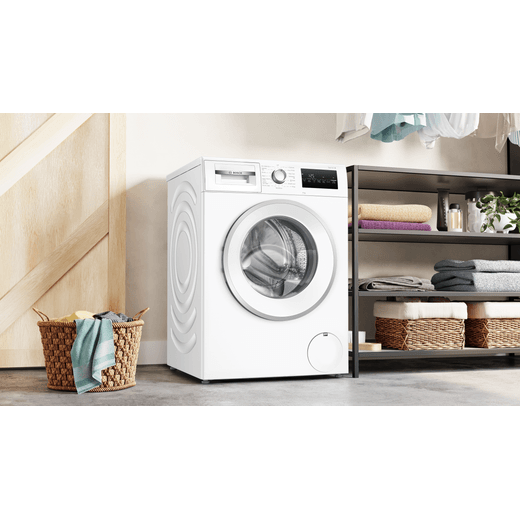 Bosch Series 4 WAN28254GB 8kg Washing Machine with 1351 rpm - White - washing machine in utility room shot