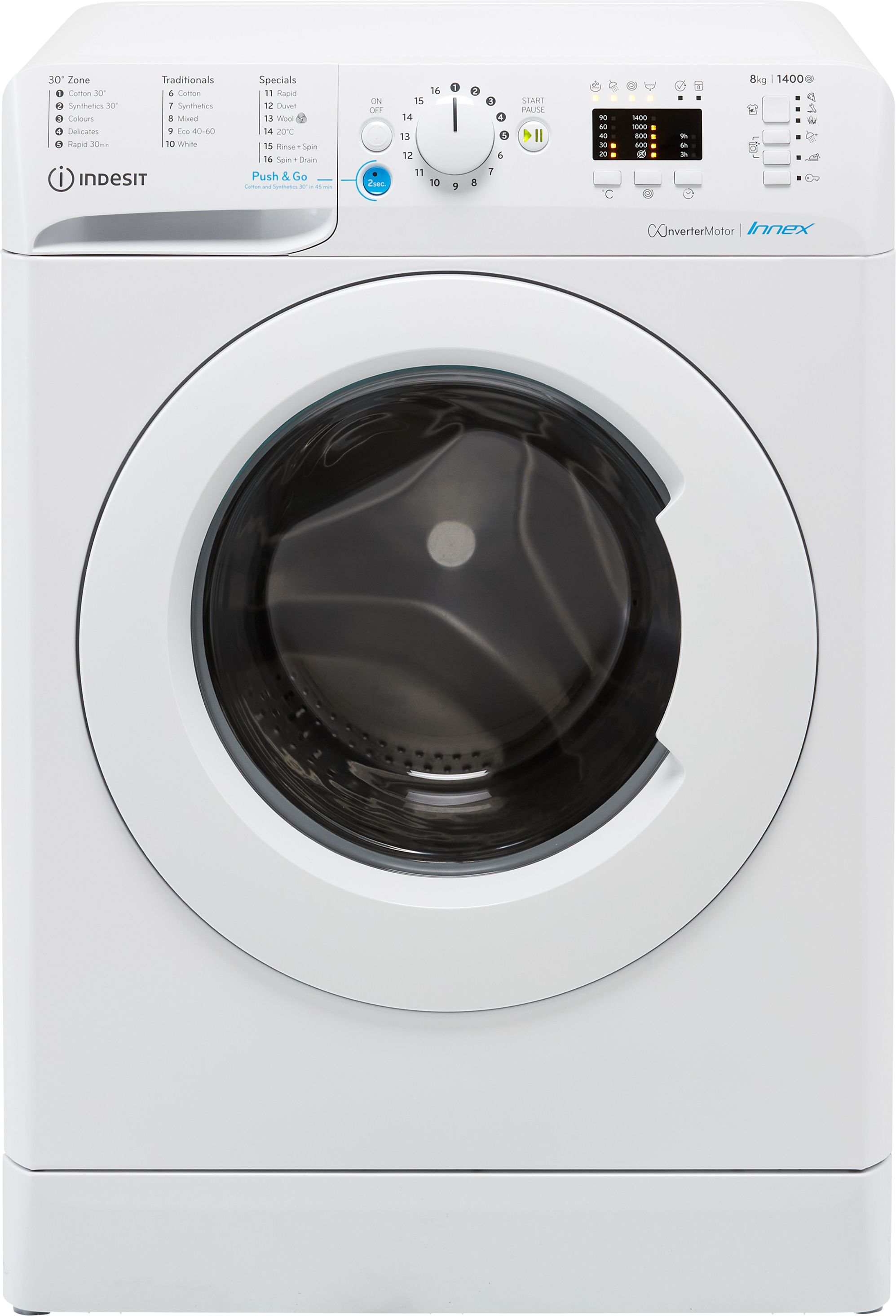 Indesit Innex BWA81485XWUKN 8kg Washing Machine with 1400 rpm - White - B Rated, White
