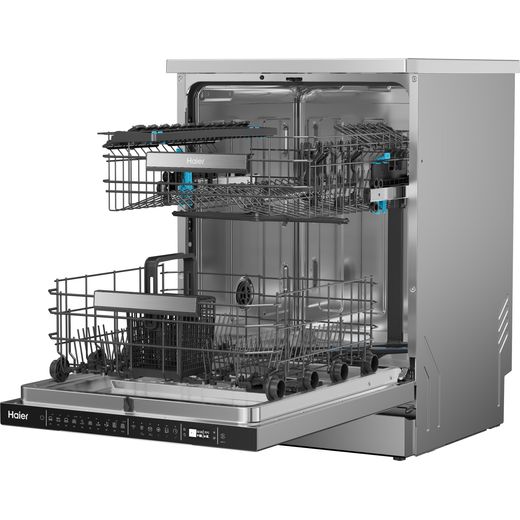 Haier I-Pro Shine Series 7 Standard Dishwasher - Stainless Steel - Left perpsective with door open shot