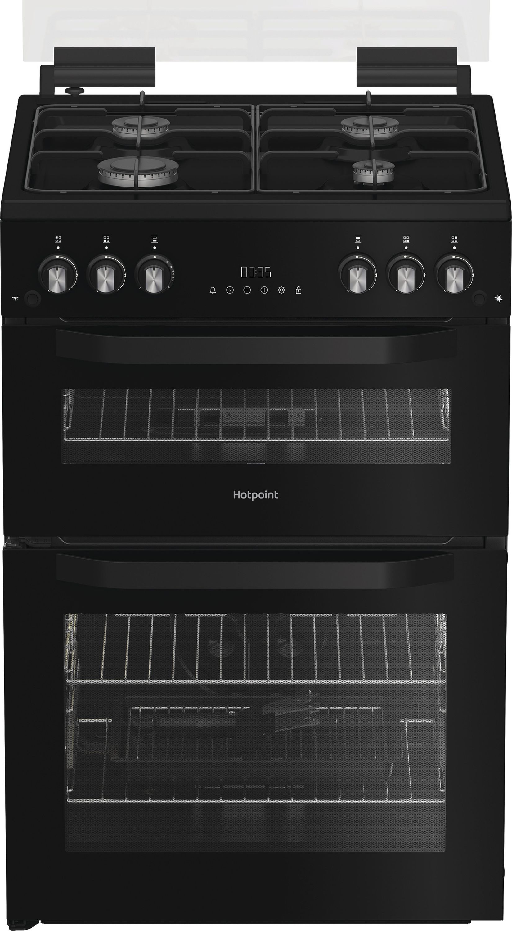 Image of Hotpoint HTG6GDCB1 Single Oven Gas Cooker with Variable Gas Grill - Black - A+ Rated, Black