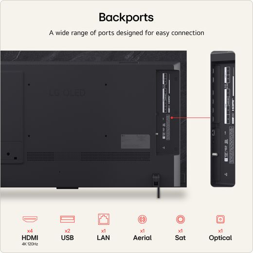 LG evo AI C6 42" 4K Ultra HD OLED Smart TV - Annotation - port shot