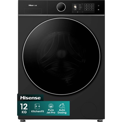 Hisense 5i KitchenFit Series WF5I1245BBR 12kg Washing Machine with 1400 rpm - Black -  Front shot