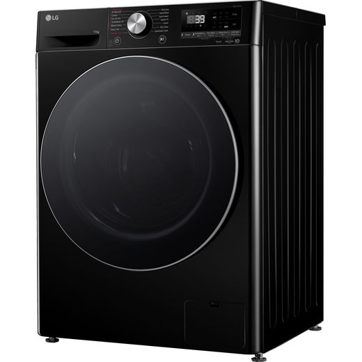 LG Series 4 Pro AI Direct Drive F4Y711NCTN1 11kg Washing Machine with 1400 rpm - Onyx Black - left perspective shot
