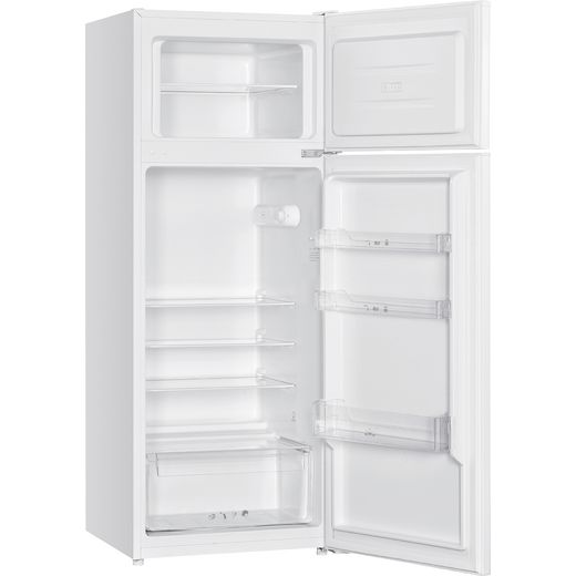 Russell Hobbs RH143TMFF542E1W 143cm 80/20 Small Fridge Freezer with Door-on-door - White - Right perspective with door open shot