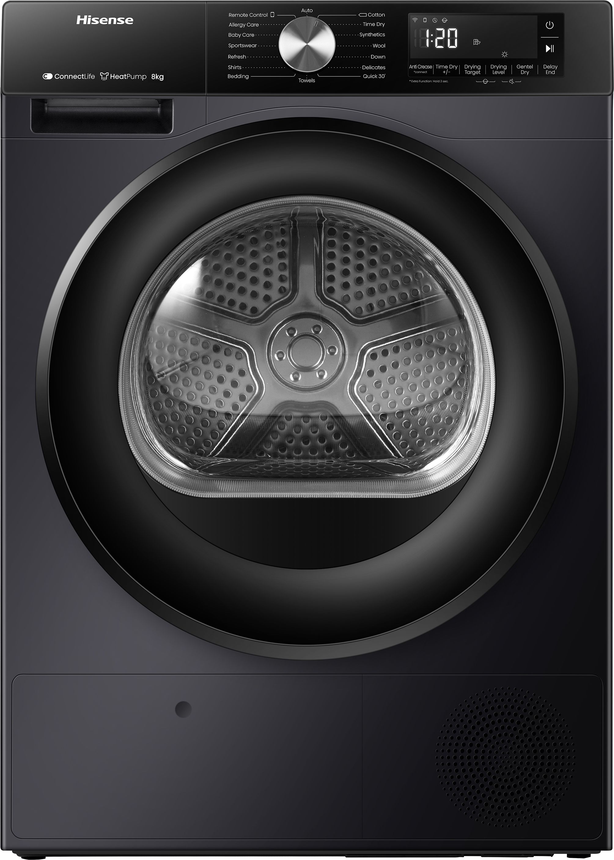 Hisense DH3S802BB3 8kg Heat Pump Tumble Dryer - Black - A+++