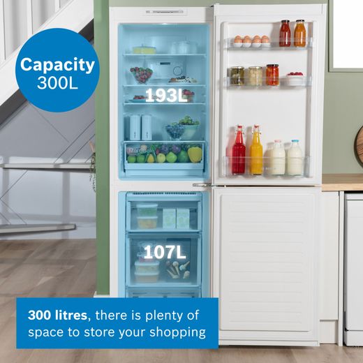 Bosch Series 2 50/50 Total No Frost Fridge Freezer - White - Annotation - Capacity load shot