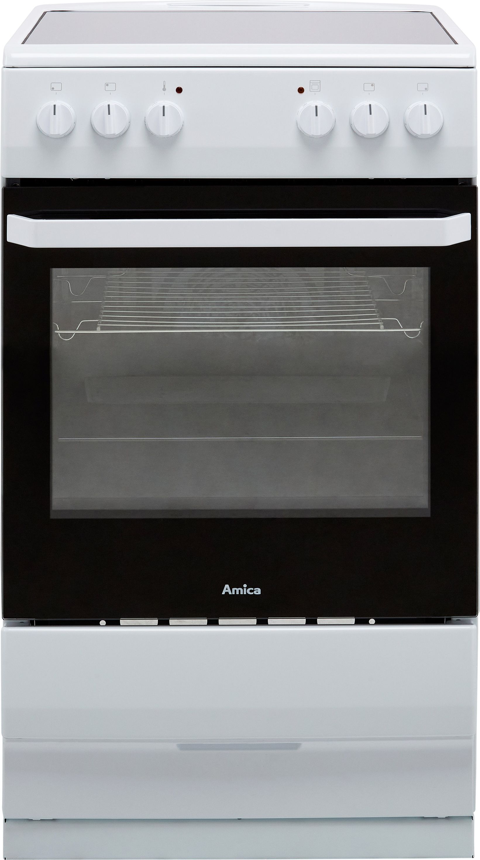 Amica AFC1530WH 50cm Electric Cooker with Ceramic Hob - White - A Rated, White