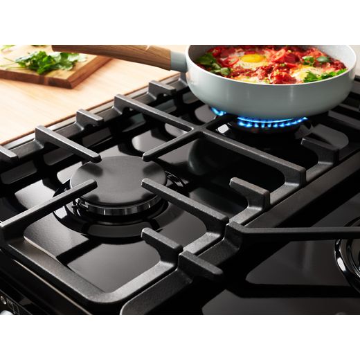 Belling COOKCENTRE 100DF Dual Fuel Range Cooker - Stainless Steel - Close up of hob shot