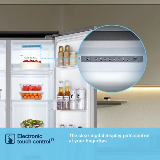 Fridgemaster American Fridge Freezer - Silver - Annotation - Electronic touch control