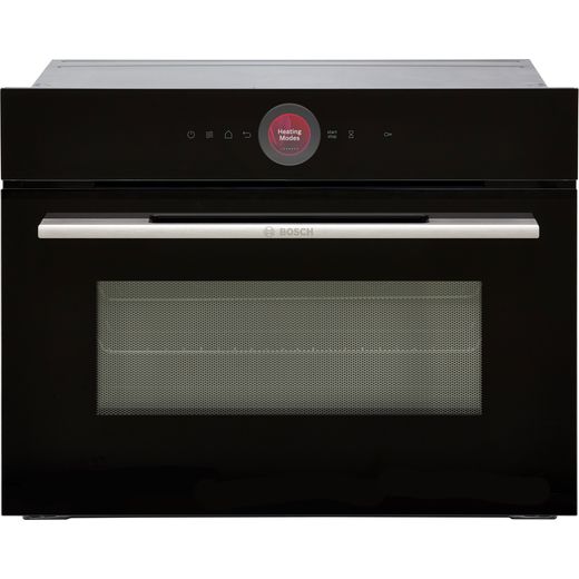 Bosch Serie 8 Compact Built In Electric Single Oven with Microwave Function - Black - Front shot