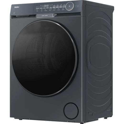 Haier X9 HD100-CQ387GU-UK Wifi Connected Heat Pump Tumble Dryer - Graphite - Left perspective shot