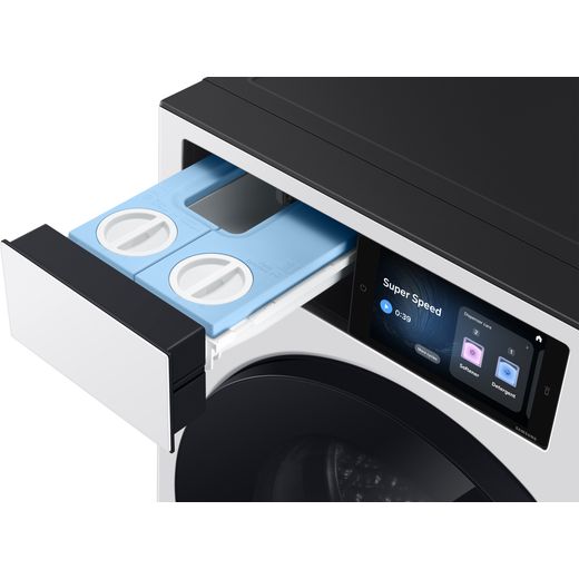 Samsung Series 9 AI Home WF90H11C4WT1 11kg WiFi Connected Auto Dosing Washing Machine with 1400 rpm - Neat White - Detergent drawer open