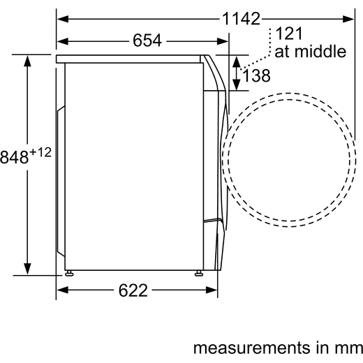 Bosch Series 8 i-Dos WNC254ARGB Wifi Connected 10.5Kg / 6Kg Washer Dryer with 1400 rpm - Graphite - dimensional drawing