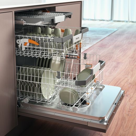 Miele Fully Integrated Standard Dishwasher - Clean Steel - dishwaher in kitchen shot 