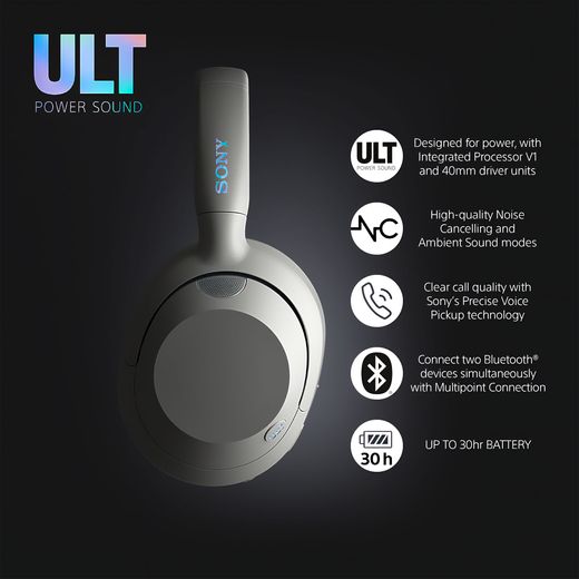 Sony ULT WEAR Wireless On-Ear Headphones - Black - Annotation - Feature shot