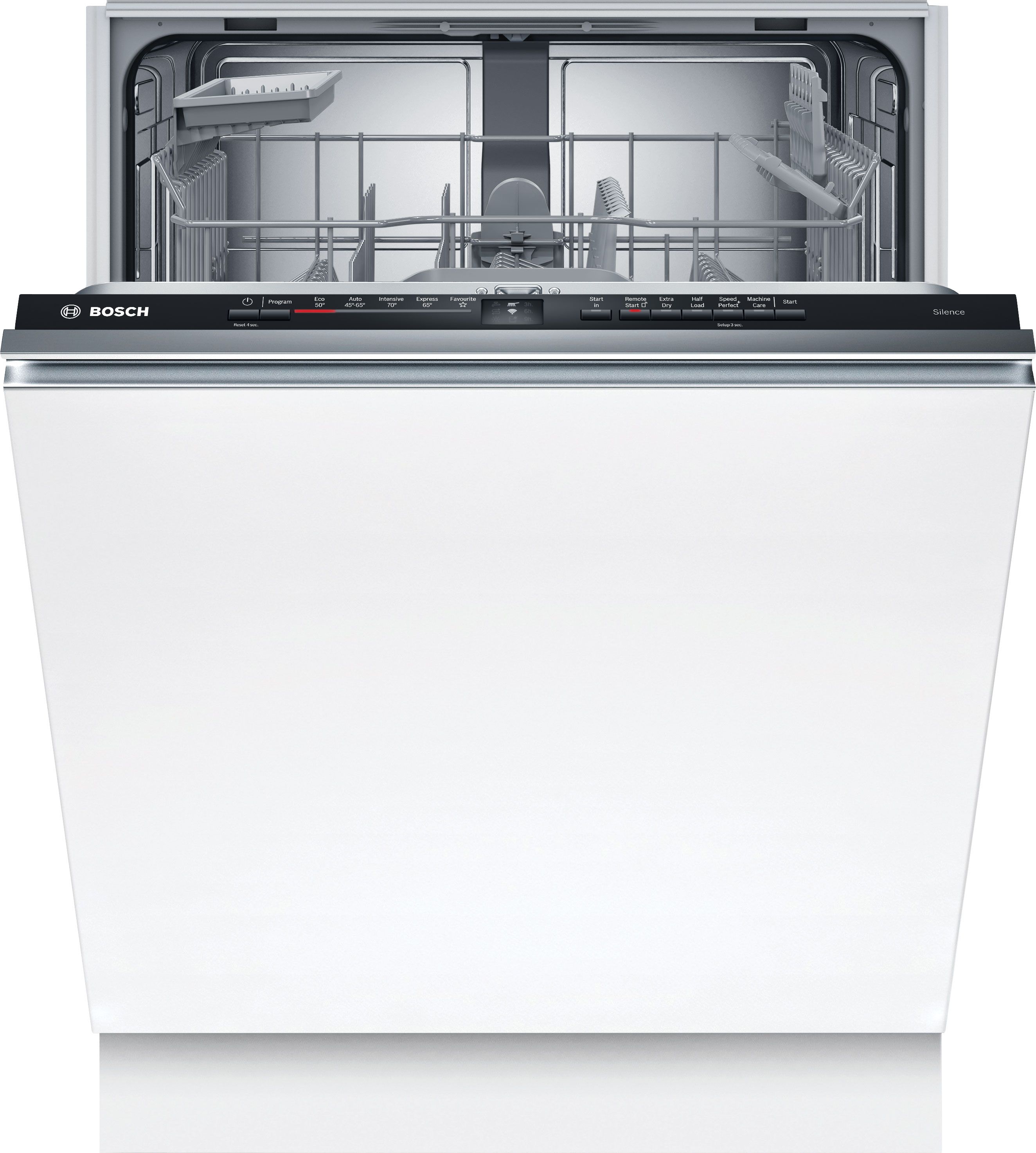Image of Bosch Series 2 SMV2HTX02G Wifi Connected Fully Integrated Full Size Dishwasher - Black Control Panel with Fixed Door Hinge Kit - D Rated, Black