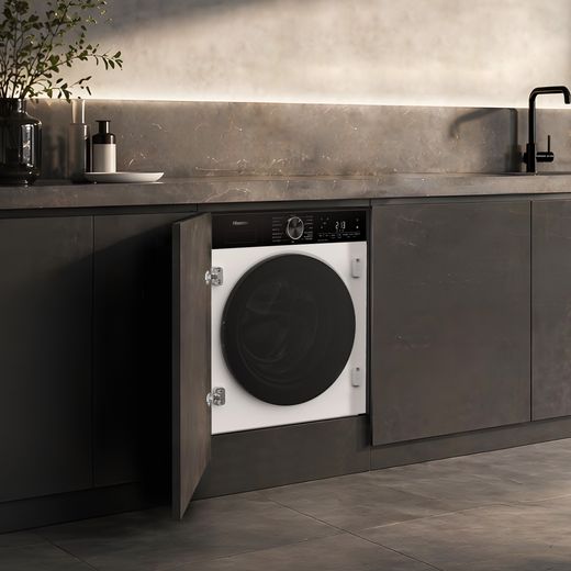 Hisense 5 Series WD90BI543BWP Wifi Connected Integrated 9Kg / 6Kg Washer Dryer with 1400 rpm - White - Washer dryer in room