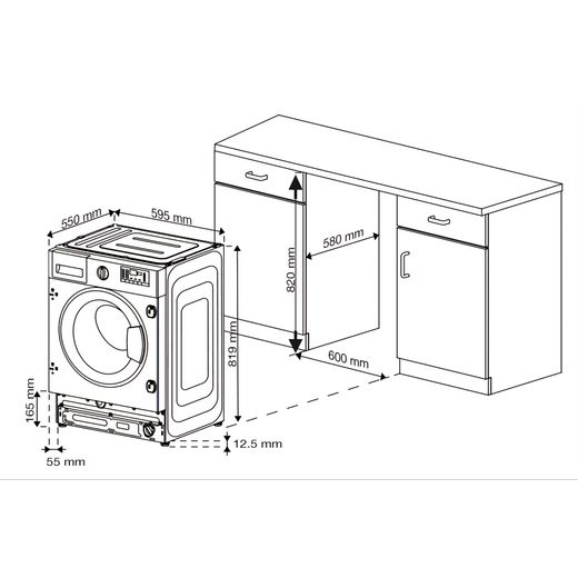 Beko WTIK74122 Integrated 7kg Washing Machine with 1400 rpm - White - Dimensions