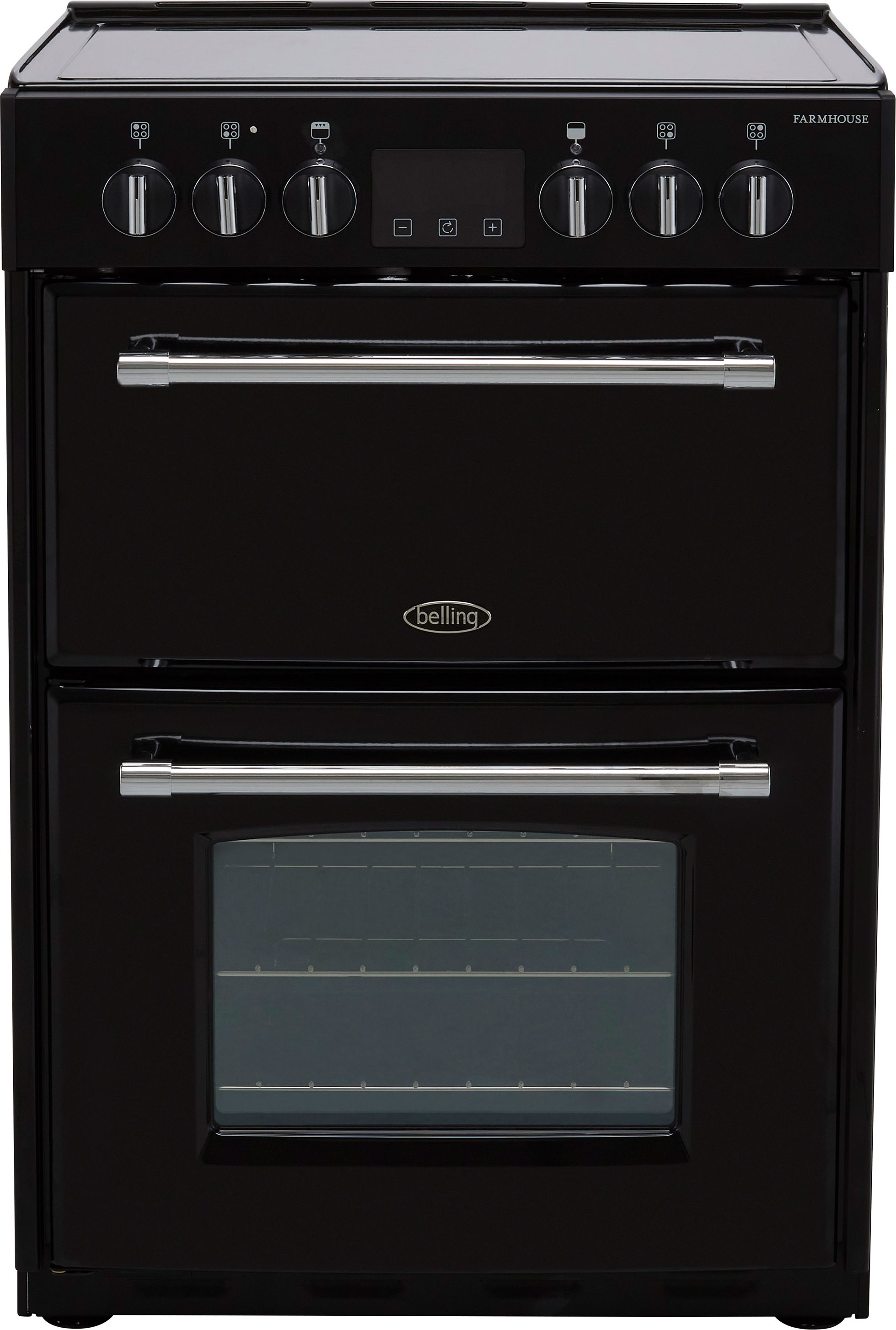Belling Farmhouse60E 60cm Electric Cooker with Ceramic Hob - Black - A/A Rated, Black