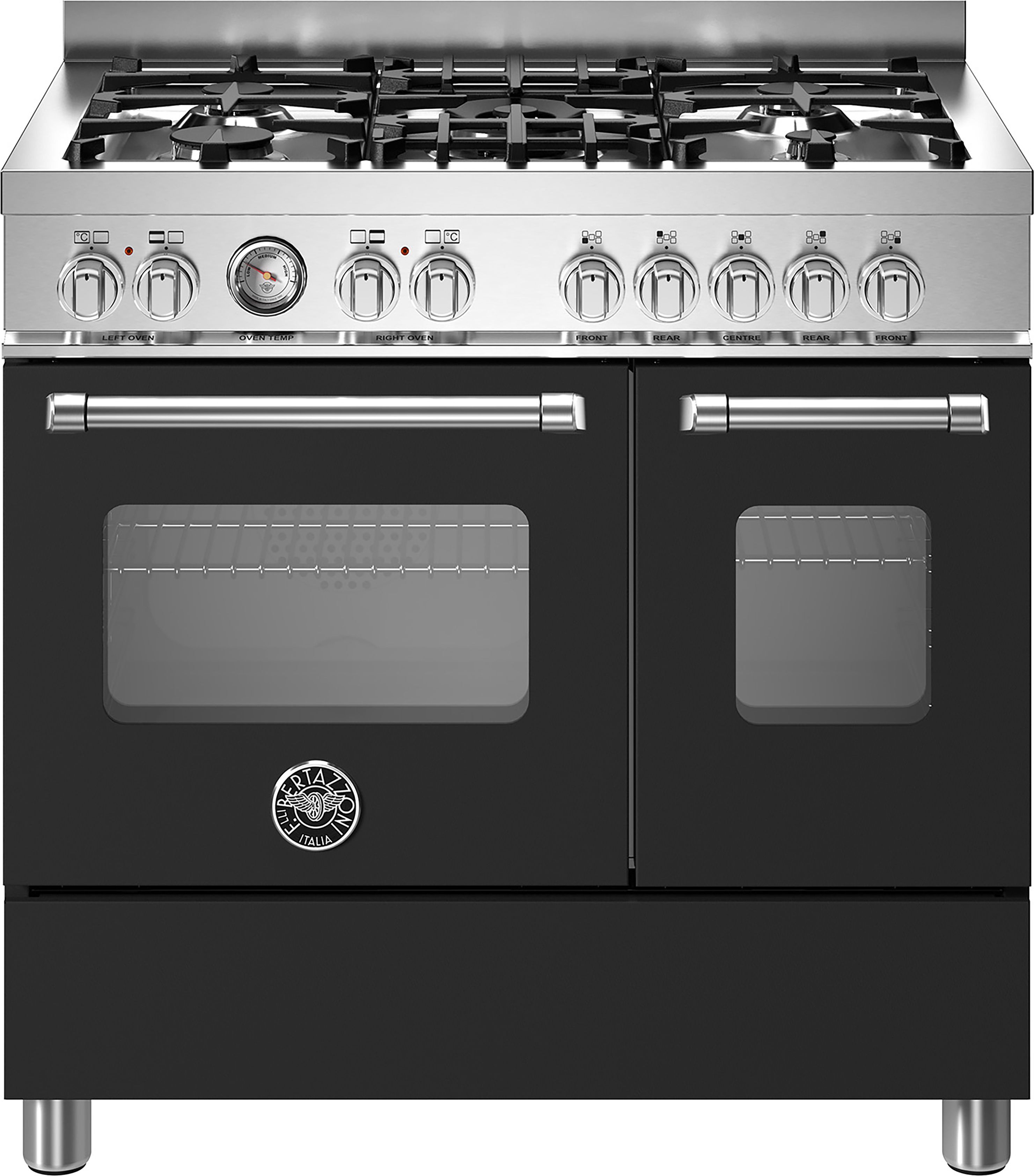 Bertazzoni Master Series MAS95C2ENEC Dual Fuel Range Cooker - Nero - A/A+ Rated, Black