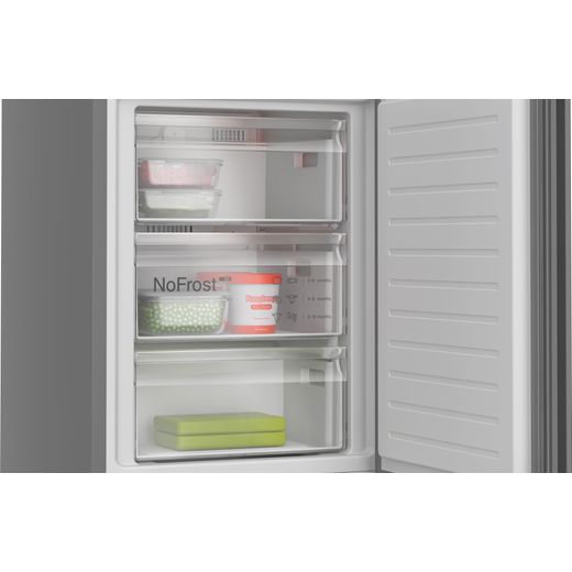 Bosch Series 4 60/40 Frost Free Fridge Freezer - Cast Iron - Close up freezer shot
