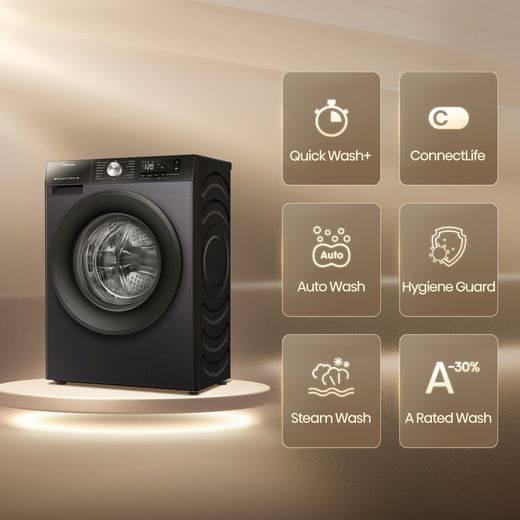 Hisense 3S Series WF3S9043BB3 9kg Washing Machine with 1400 rpm - Black - Annotation - Feature shot 