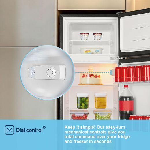 Fridgemaster MTM48120EB 117cm 80/20 Small Fridge Freezer - Black - Annotation - Dial control shot