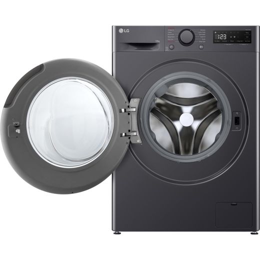 LG F4Y510GBLN1 Washing Machine Slate Grey - Front with door open shot 