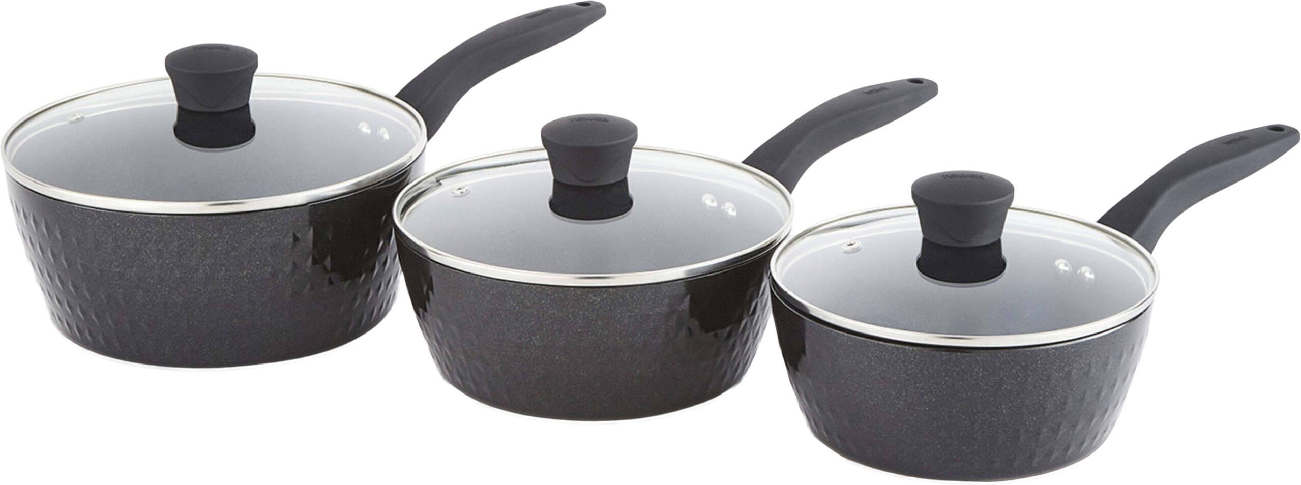 Tower - Saucepan Set - Aluminium - 18cm, 20cm, 22cm - Black