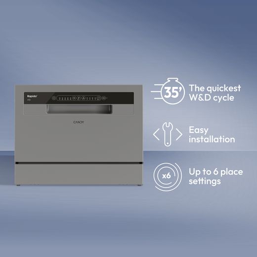 Candy RapidÓ Table Top Dishwasher - Anthracite - Annotation - Features shot