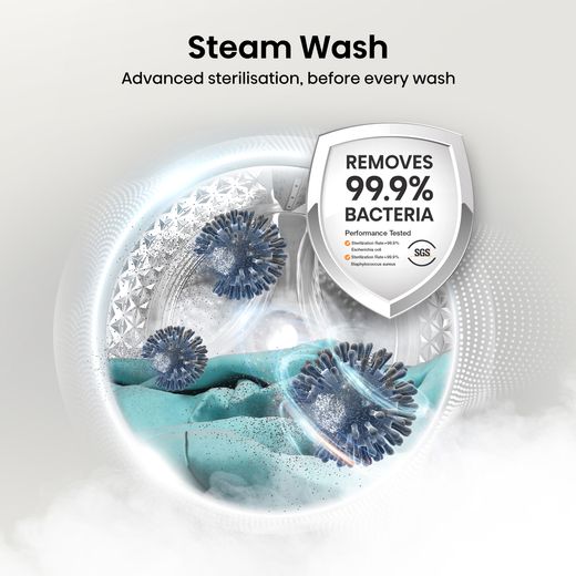 Hisense 3S Series WF3S1043BB3 10.5kg Washing Machine with 1400 rpm - Black - Annotation - Steam wash shot